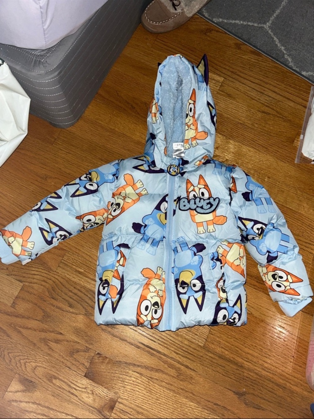 Bluey Light Blue Puffer Jacket with Character Print